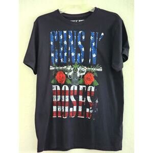 T-SHIRT-GUNS & ROSES-Logo-Rock Band-Vintage Band-Distressed Look-Size Woman MED